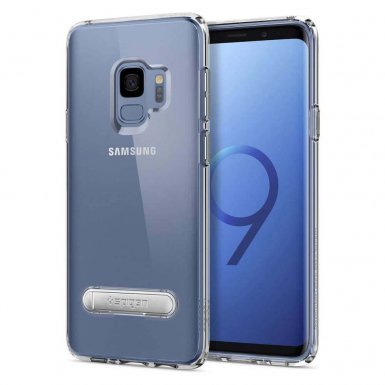 Spigen Ultra Hybrid Case S - хибриден кейс с висока степен на защита и поставка за Samsung Galaxy S9 (прозрачен)