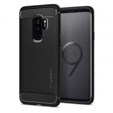 Spigen Rugged Armor - термополиуретанов кейс с висока степен на защита за Samsung Galaxy S9 Plus (черен)