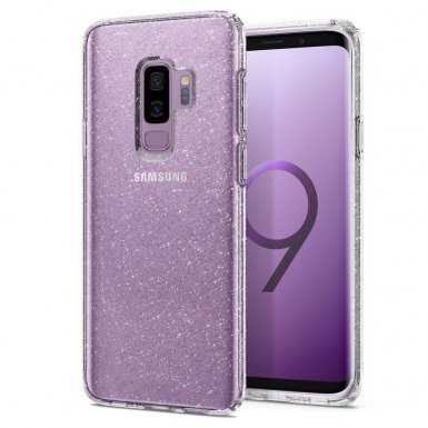 Spigen Liquid Crystal Glitter Case - тънък качествен термополиуретанов кейс за Samsung Galaxy S9 Plus (прозрачен) 