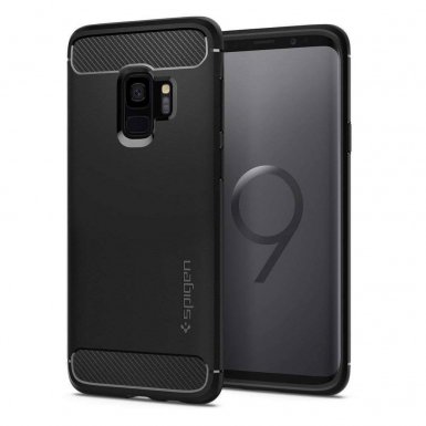 Spigen Rugged Armor - термополиуретанов кейс с висока степен на защита за Samsung Galaxy S9 (черен)