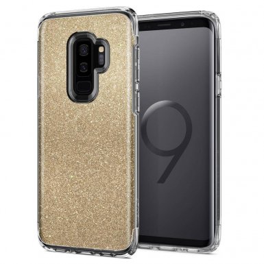Spigen Slim Armor Glitter Case - хибриден кейс с най-висока степен на защита за Samsung Galaxy S9 Plus (златист)