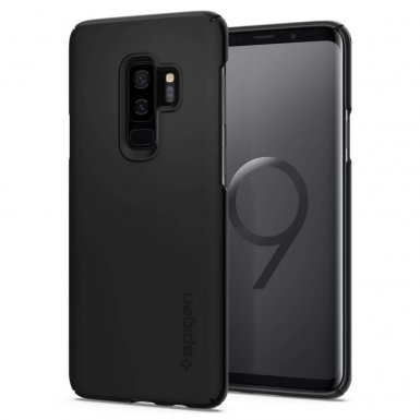 Spigen Thin Fit Case - качествен тънък матиран кейс за Samsung Galaxy S9 Plus (черен)