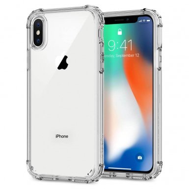 Spigen Crystal Shell Case - хибриден кейс с висока степен на защита за iPhone XS, iPhone X (прозрачен)