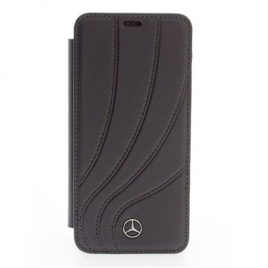 Mercedes-Benz New Organic II Booktype Case - кожен калъф (естествена кожа), тип портфейл за Samsung Galaxy S9 (черен)