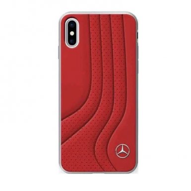 Mercedes-Benz New BOW II Hard Case - кожен кейс (естествена кожа) за iPhone X (червен)