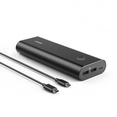 Anker PowerCore+ 20100 mAh USB-C Power Bank с PowerIQ и VoltageBoost - външна батерия с 2 USB изхода и USB-C изход за зареждане на мобилни устройства
