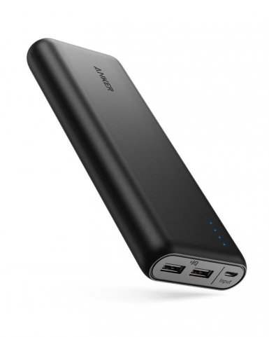 Anker PowerCore 20100 mAh Power Bank с PowerIQ и VoltageBoost - външна батерия с 2 USB изхода за зареждане на мобилни устройства (черен)
