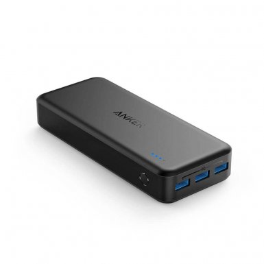 Anker PowerCore Elite 20000 mAh Power Bank с PowerIQ - преносима външна батерия с 3 USB изхода за зареждане и 2 microUSB входа за презареждане (черен)