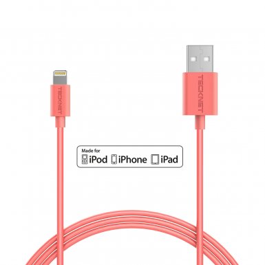 TeckNet P101 Apple MFi Certified Lightning to USB Cable 1m. - изключително здрав и качествен Lightning кабел за iPhone, iPad, iPod с Lightning (1 метър) (розов)