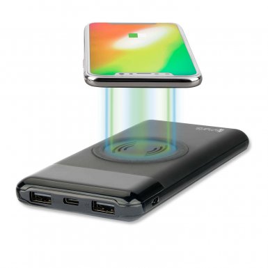 4smarts Inductive Qi Power Bank VoltHub 10000 mAh - външна батерия с два USB и USB-C изходи (черен)