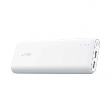 Anker PowerCore 20100 mAh Power Bank с PowerIQ и VoltageBoost - външна батерия с 2 USB изхода за зареждане на мобилни устройства (бял)
