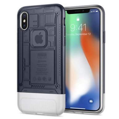 Spigen Classic C1 Case - хибриден кейс с висока степен на защита за iPhone XS, iPhone X (сив)