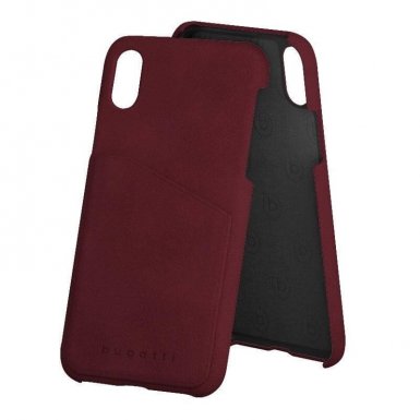 Bugatti Londra Case - велурен кейс за iPhone XS, iPhone X (червен)