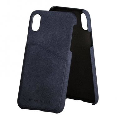 Bugatti Londra Case - велурен кейс за iPhone XS, iPhone X (син)