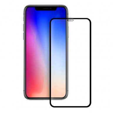 Eiger 3D Glass Full Screen Tempered Glass Screen Protector - калено стъклено защитно покритие с извити ръбове за целия дисплей на iPhone XS Max (черен-прозрачен)