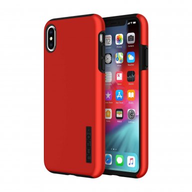 Incipio DualPro Case - удароустойчив хибриден кейс за iPhone XS Max (червен)