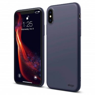 Elago Slim Fit Case - качествен поликарбонатов кейс за iPhone XS (тъмносин)