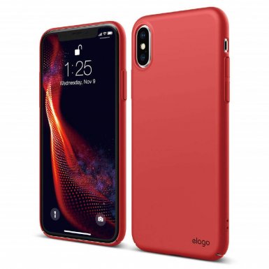 Elago Slim Fit Case - качествен поликарбонатов кейс за iPhone XS (червен)