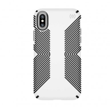 Speck Presidio Grip Case - удароустойчив хибриден кейс за iPhone X, iPhone XS (бял-черен)