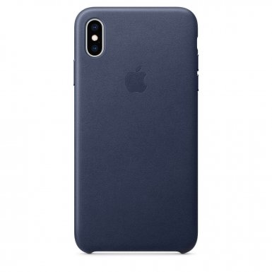 Apple iPhone Leather Case - оригинален кожен кейс (естествена кожа) за iPhone XS Max (тъмносин)