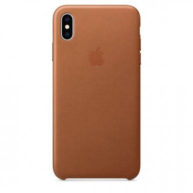 Apple iPhone Leather Case - оригинален кожен кейс (естествена кожа) за iPhone XS Max (кафяв)
