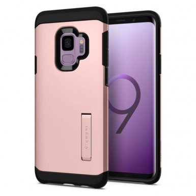 Spigen Tough Armor Case - хибриден кейс с най-висока степен на защита за Samsung Galaxy S9 (розово злато)