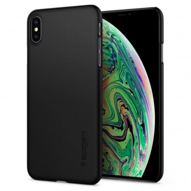 Spigen Thin Fit Case - качествен тънък матиран кейс за iPhone XS Max (черен)