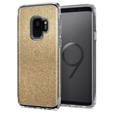 Spigen Slim Armor Glitter Case - хибриден кейс с най-висока степен на защита за Samsung Galaxy S9 (златист)