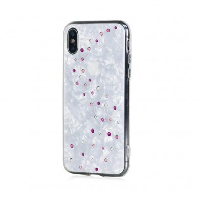 Bling My Thing Milky Way TPU Rose Sparkles Swarovski - силиконов (TPU) калъф с кристали Сваровски за iPhone XS, iPhone X (бял)