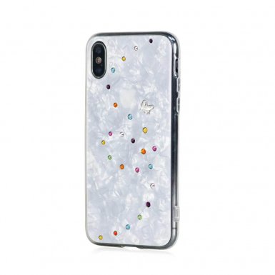 Bling My Thing Papillon TPU Cotton Candy Swarovski - силиконов (TPU) калъф с кристали Сваровски за iPhone XS, iPhone X (бял)