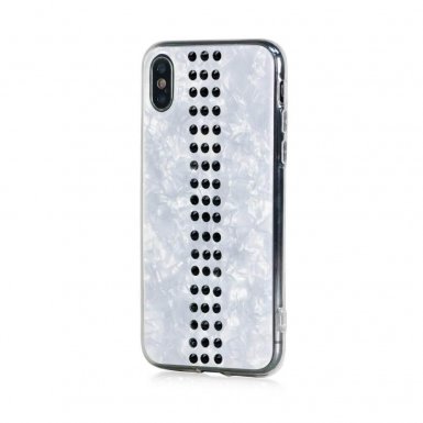 Bling My Thing Stripe TPU Jet Swarovski - силиконов (TPU) калъф с кристали Сваровски за iPhone XS, iPhone X (бял)