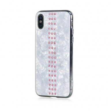 Bling My Thing Stripe TPU Light Rose Swarovski - силиконов (TPU) калъф с кристали Сваровски за iPhone XS, iPhone X (бял)