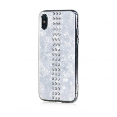 Bling My Thing Stripe TPU Chrome Swarovski - силиконов (TPU) калъф с кристали Сваровски за iPhone XS, iPhone X (бял)