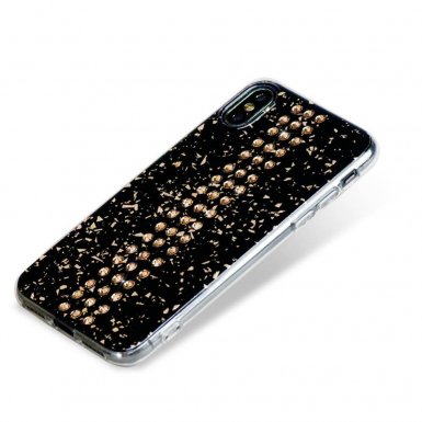 Bling My Thing Stripe TPU Gold Swarovski - силиконов (TPU) калъф с кристали Сваровски за iPhone XS, iPhone X (черен)