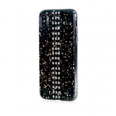 Bling My Thing Stripe TPU Chrom Swarovski - силиконов (TPU) калъф с кристали Сваровски за iPhone XS, iPhone X (черен)