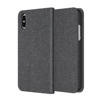 Incipio Esquire Folio Case - текстилен калъф, тип папка за iPhone XS, iPhone X (сив)