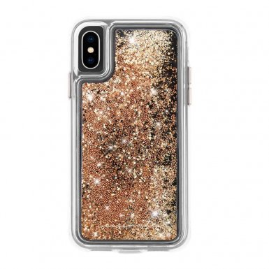 CaseMate Waterfall Glow Case - дизайнерски кейс с висока защита за Apple iPhone XS, iPhone X (златист)