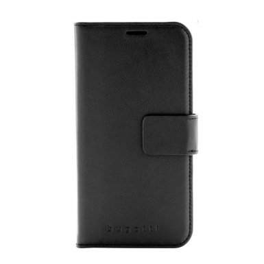 Bugatti Zurigo Full Grain Folio Case - хоризонтален кожен (естествена кожа) калъф с поставка и 4 отделения за кр. карти за iPhone XS Max (черен)