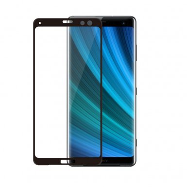 Eiger 3D Glass Full Screen Tempered Glass - калено стъклено защитно покритие с извити ръбове за целия дисплей на Sony Xperia XZ3 (черен-прозрачен)