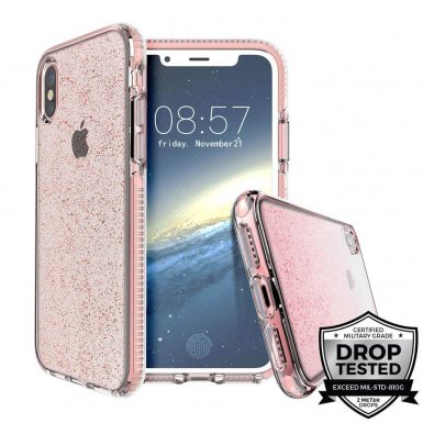 Prodigee SuperStar Case - хибриден кейс с висока степен на защита за iPhone XS, iPhone X (розов)