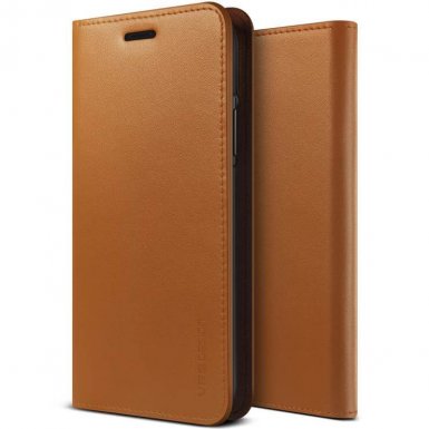 Verus Genuine Leather Diary Case - кожен калъф (естествена кожа), тип портфейл за iPhone XS Max (кафяв)