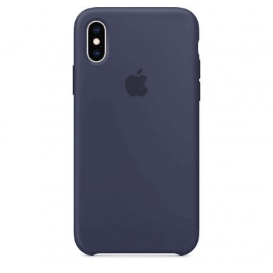 Apple Silicone Case - оригинален силиконов кейс за iPhone XS (тъмносин)