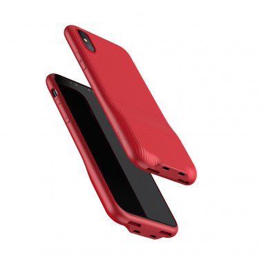 Baseus Audio Case - аудио кейс с два lightning порта (Audio+Charge）за iPhone X (червен)