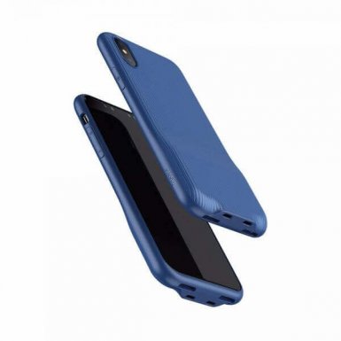 Baseus Audio Case - аудио кейс с два lightning порта (Audio+Charge）за iPhone X (син)