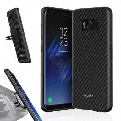 Evutec Karbon AER Series AFIX + Magnetic Mount - кевларен кейс и магнитна поставка за Samsung Galaxy S8 (карбон)