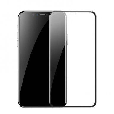 Baseus Curved Full Screen Tempered Glass (0.23 mm) - калено стъклено защитно покритие за целия дисплей на iPhone XS Max (прозрачен-черен) 