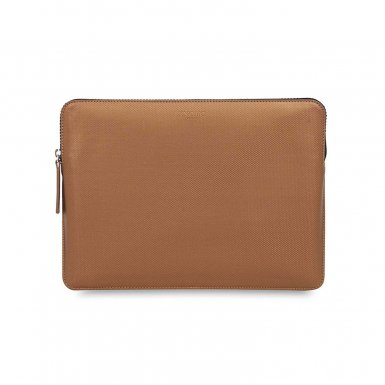 Knomo Laptop Leather Embossed Sleeve 13 - луксозен кожен калъф с цип за преносими компютри до 13 инча (бронз)