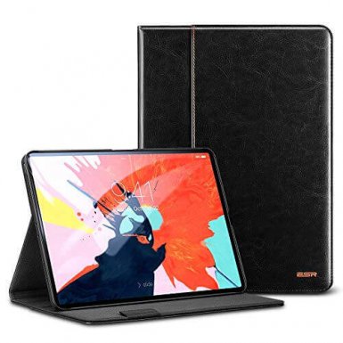 ESR Premium Intelligent Leather Case - кожен калъф и поставка за iPad Pro 11 (2018) (черен)