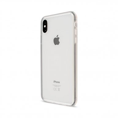 Artwizz Bumper + Second Back - силиконов (TPU) бъмпер и стъклено защитно покритие за гърба за iPhone XS Max (бял-прозрачен)