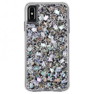 CaseMate Karat Case - дизайнерски кейс с истински перлени нишки и висока защита за iPhone XS Max (светли перли)